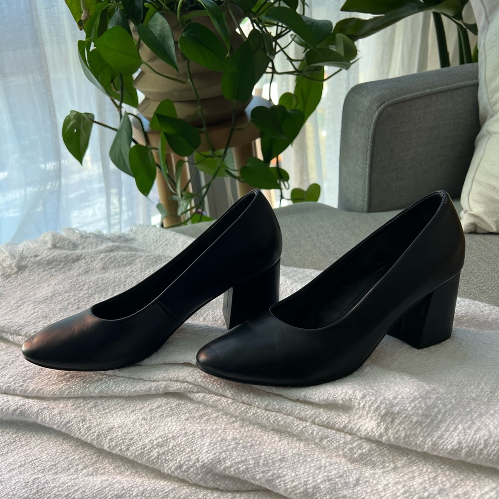 Black leather shoes
